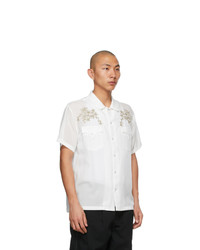 DOUBLE RAINBOUU White Loop Skull West Coast Short Sleeve Shirt