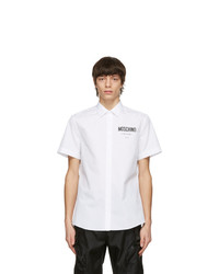 Moschino White Poplin Logo Short Sleeve Shirt