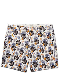Club Monaco Baxter Embroidered Printed Linen And Cotton Blend Shorts