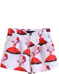 With Button Catoon Print Shorts