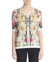 Ted Baker London Saidy Floral Print Mixed Media Top
