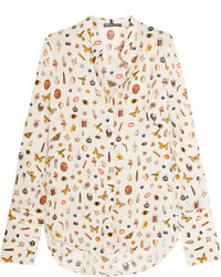 Alexander McQueen Obsession Printed Silk Blouse Ivory