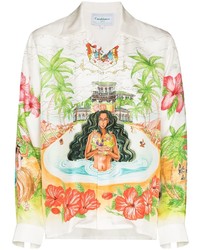 Casablanca Kamehamea Graphic Print Silk Shirt