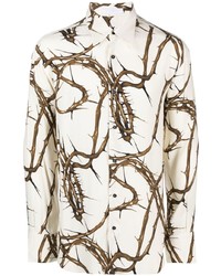 Maximilian Davis Thorn Print Button Up Silk Shirt