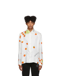 Casablanca White Silk Encore Les Oranges Long Sleeve Shirt