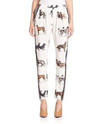 Stella McCartney Dog Print Silk Track Pants