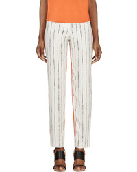 Cédric Charlier Orange And Ivory Printed Silk Twill Trousers