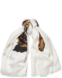 Balenciaga Printed Silk Twill Scarf Ivory