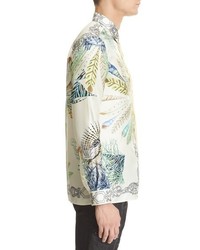 Versace Collection Trim Fit Sea Print Silk Shirt
