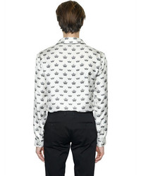 Dolce & Gabbana Crown Printed Silk Twill Pajama Shirt