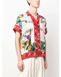 Bode Graphic Print Silk Shirt