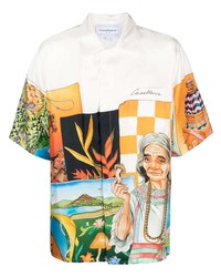 Casablanca Graphic Print Silk Shirt