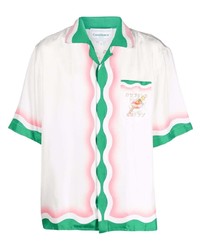 Casablanca Le Jeu De Ping Pong Printed Silk Shirt