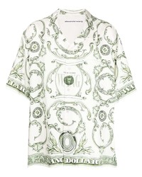 Alexander Wang Money Print Spread Collar Silk Shirt