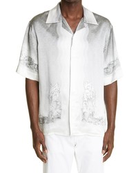 Casablanca Printed Short Sleeve Silk Button Up Shirt
