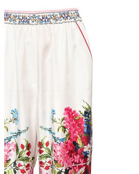 Dolce & Gabbana Bouquet Printed Silk Twill Pants