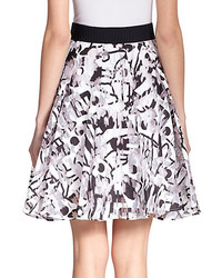 Milly Surrealist Printed Fil Coupe Skirt