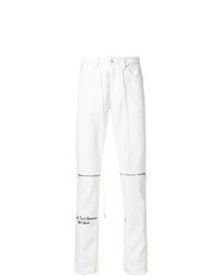 White Print Skinny Jeans