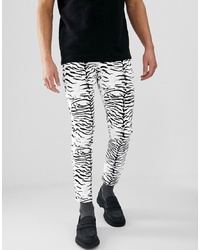 ASOS DESIGN Skinny Jeans In Leather Look Zebra Print
