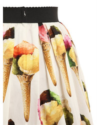 Dolce & Gabbana Ice Cream Print Cotton Poplin Skirt