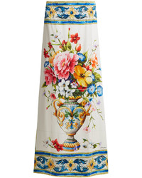 Dolce & Gabbana Majolica Print Silk Blend Charmeuse Skirt