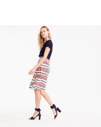J.Crew Tall Pleated Skirt In Berry Print