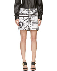 Versus White Black Mixed Print Anthony Vaccarello Edition Skirt