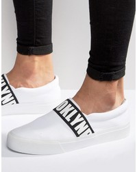 Asos Slip On Sneakers With Elastic Brooklyn Print In White