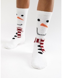 ASOS DESIGN Christmas Snowman Socks With Fluffy Lining