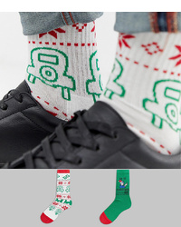 ASOS DESIGN Christmas Socks With Monopoly Design 2 Pack