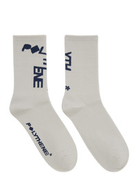 Polythene* Optics Grey And Navy Jacquard Logo Socks