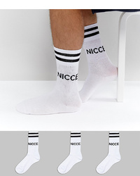 Nicce London Nicce Logo 3 Pack Sports Socks In White