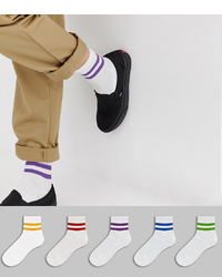 ASOS DESIGN Short Sports Socks With Stripes 5 Pack