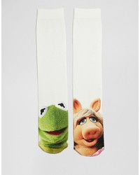 Asos Socks With Kermit And Miss Piggy Muppets Print 2 Pack