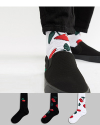 ASOS DESIGN Sports Socks With Cherries 3 Pack