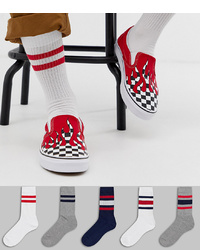 ASOS DESIGN Sports Socks With Heritage Colours Stripes 5 Pack