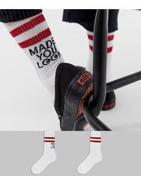 ASOS DESIGN Sports Style Socks With Made You Look Design 2 Pack
