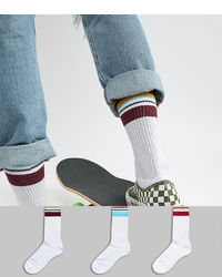 ASOS DESIGN Sports Style Socks With Retro Welt Stripe Design 3 Pack