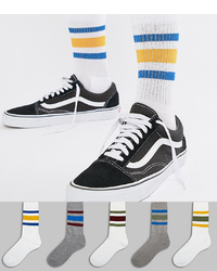 ASOS DESIGN Sports Style Socks With Retro Wide Stripes 5 Pack