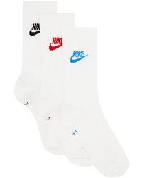 Nike Three Pack White Multicolor Sportswear Everyday Essential Socks