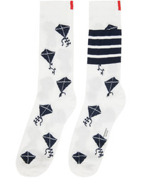 Thom Browne White 4 Bar Stripe Kite Icon Socks