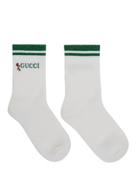Gucci White And Green Shiny Pong Socks