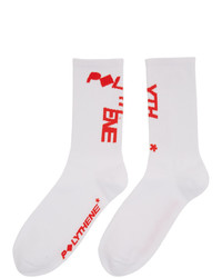 Polythene* Optics White And Red Jacquard Socks