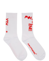 Polythene* Optics White And Red Jacquard Socks