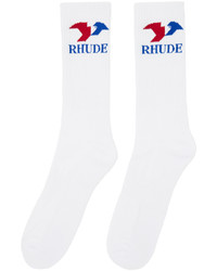 Rhude White Blue Eagle Socks