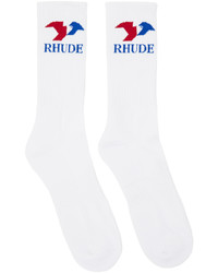 Rhude White Blue Eagle Socks
