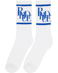 Rhude White Blue Scramble Logo Socks