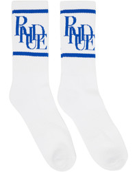 Rhude White Blue Scramble Logo Socks