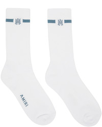 Amiri White Blue Solid Ma Socks