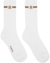 Amiri White Brown Solid Ma Socks